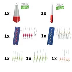 Angelset Hering Gr.XL 11 Teile Rute Rolle Schnur Kescher Vorfach Blei -Sportfischen Heringsvorfaecher Blei 1