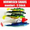 Jackson Sea XL Profi Norwegen Angeln – Fangfertig Montierte Gummifische. 18 – 28cm Angelset - 5 Stück -Sportfischen Norwegen Shads 5 stueck