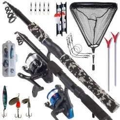 Vater & Sohn Angelset Komplett Combo Allround. 2x Rute 2x Rolle Schnur Zubehör