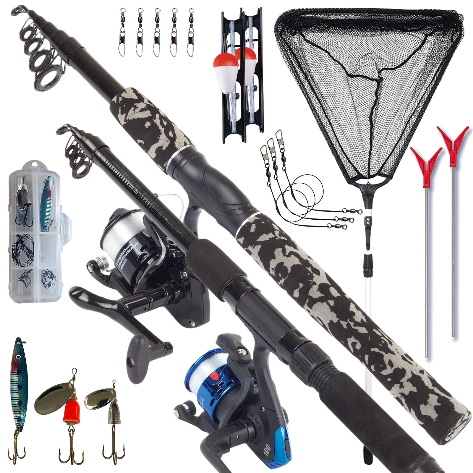 Vater & Sohn Angelset Komplett Combo Allround. 2x Rute 2x Rolle Schnur Zubehör 3 Vater & Sohn Angelset Komplett Combo Allround. 2x Rute 2x Rolle Schnur Zubehör