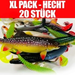 Jackson XL Profi Hecht Köder Angelset 13 Bis 23cm – Gummifisch Set – 20 Stück