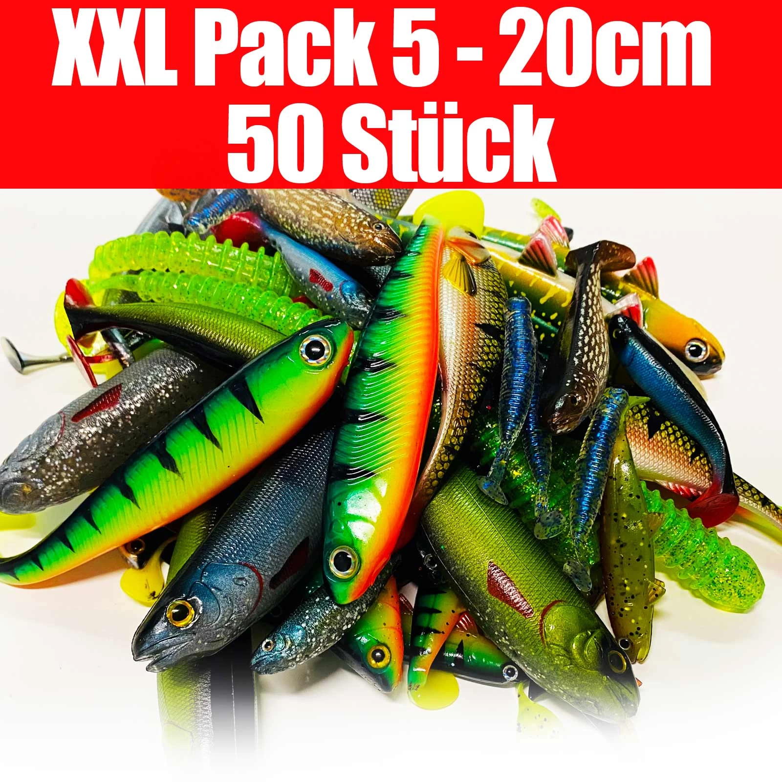 Jackson XXL Profi Angelset 6 Bis 16cm – Gummifisch Set Für Forelle Bis Hecht – 50 Stück 3 Jackson XXL Profi Angelset 6 Bis 16cm – Gummifisch Set Für Forelle Bis Hecht – 50 Stück