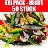 Jackson XXL Profi Hecht Köder Angelset 13 Bis 23cm – Gummifisch Set – 50 Stück -Sportfischen XXL Pack Hecht 50