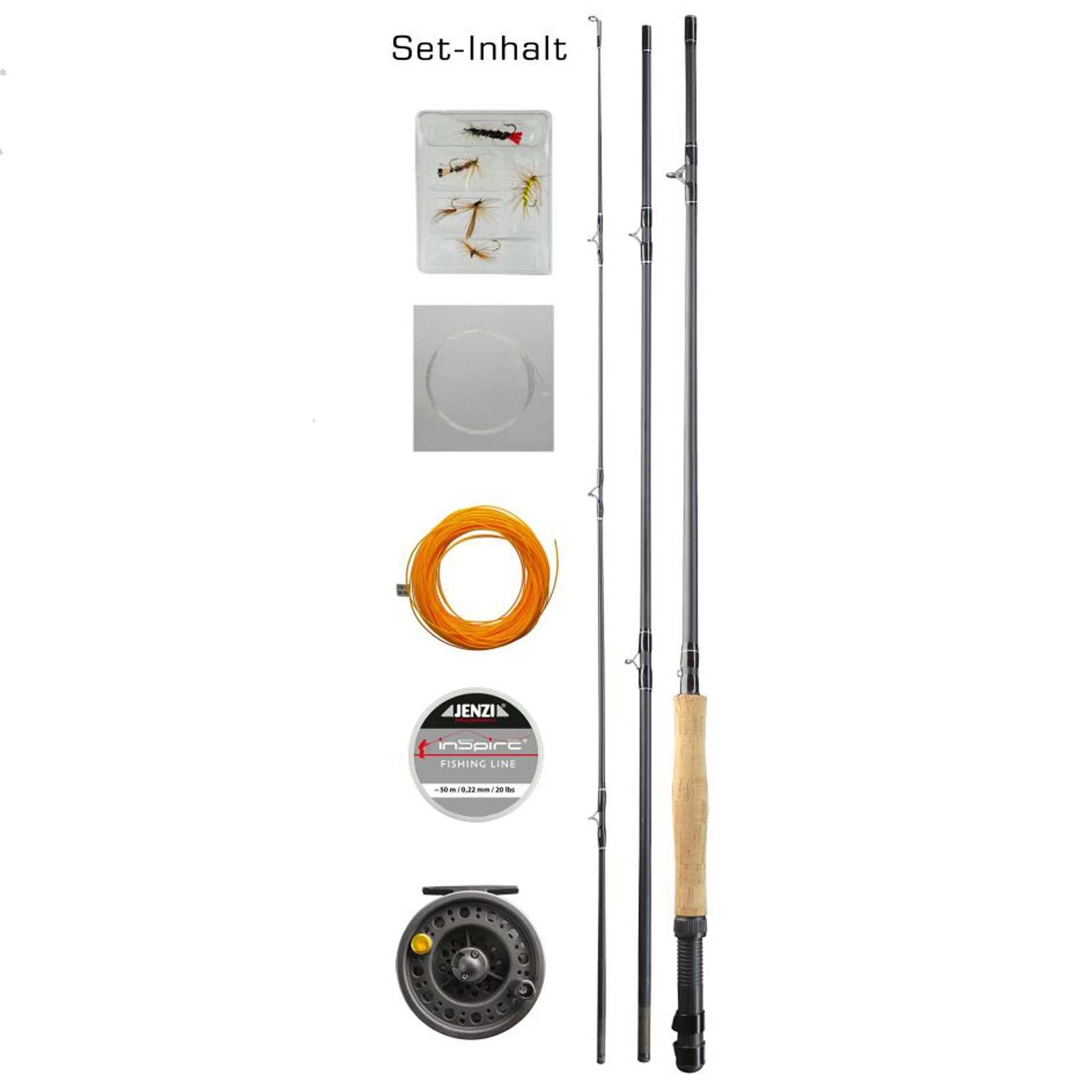 Jenzi Fliegenfischen Combo 2,40m Rute & Rolle & Schnur & Zubehör Angelset 3 Jenzi Fliegenfischen Combo 2,40m Rute & Rolle & Schnur & Zubehör Angelset