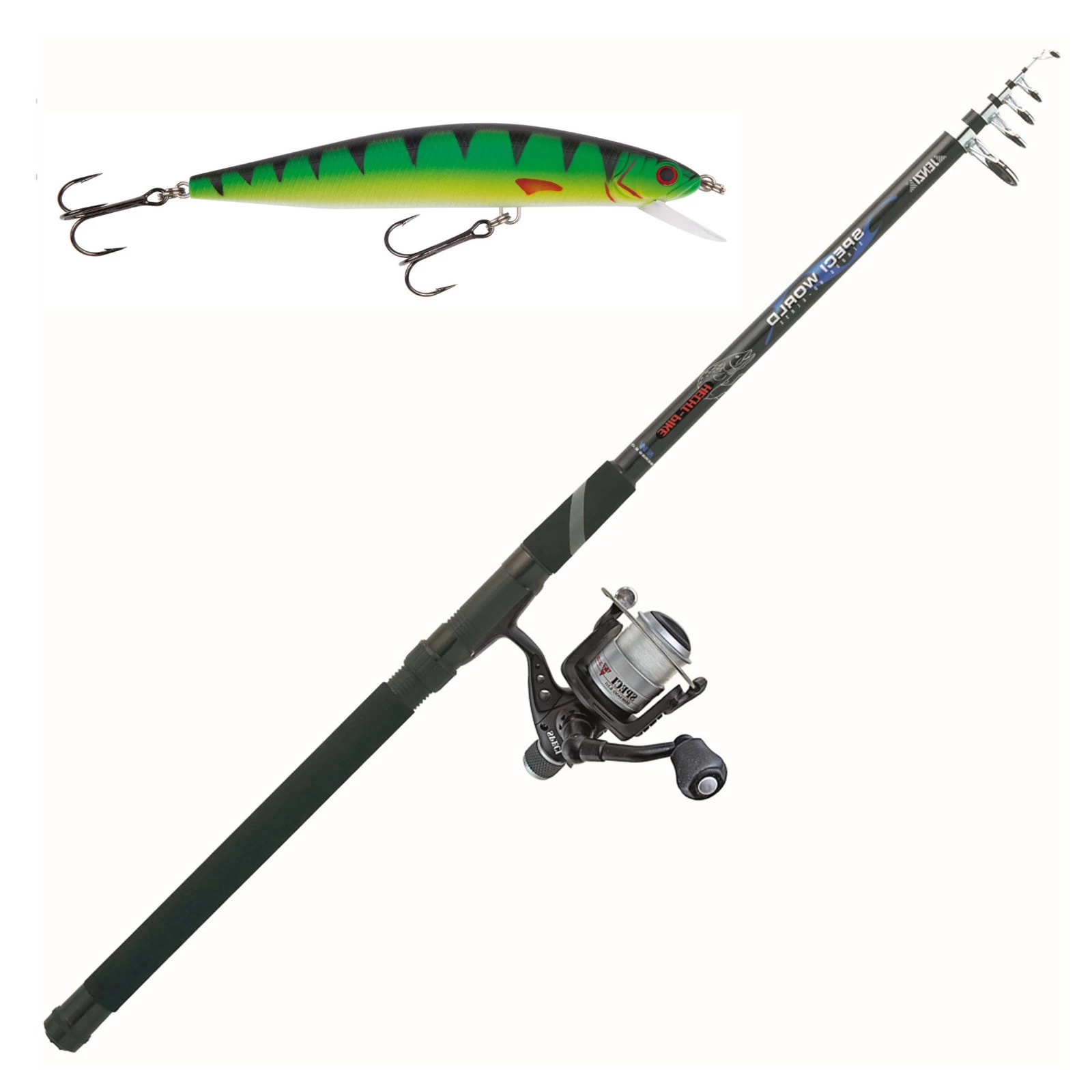 Jenzi Hechtrute + Angelrolle + Schnur + Wobbler Top Hecht-Angeln Combo Angelset 3 Jenzi Hechtrute + Angelrolle + Schnur + Wobbler Top Hecht-Angeln Combo Angelset