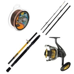 WFT Schnur & Rute 2,60m 200-1000g & Black Cat Rolle Waller Wels Angelset Combo